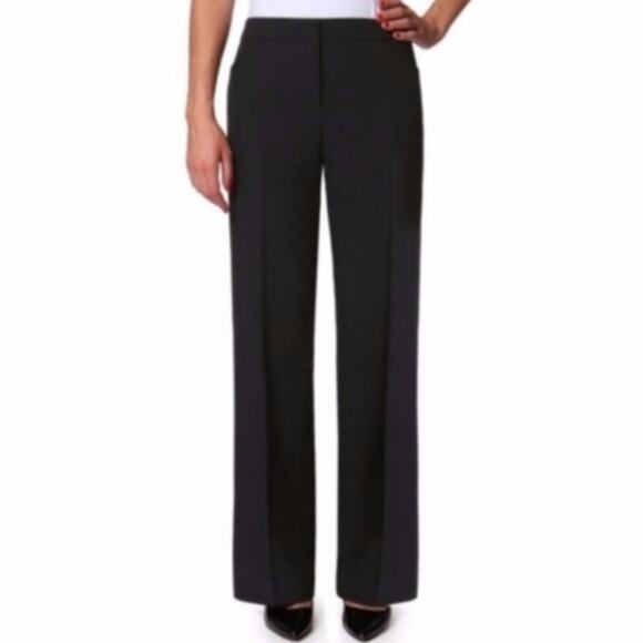 Nicole Miller New Black Career Pants Flat Front Classic Trousers Women's Size 6 - Picture 1 of 11